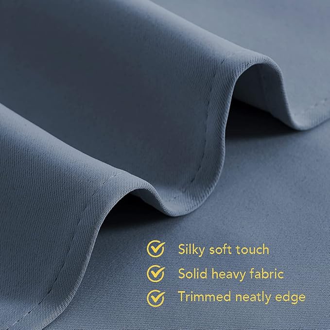 NICETOWN Kitchen Curtains Blackout Drapes, Stone Blue, 42" Wide x 60" Long, Set of 2, Thermal Insulated Grommet Top Window Treatment Curtain Panels for Cupboard, Small Window