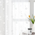 HOMEIDEAS White Sheer Curtains 84 Inches Long 2 Panels White Embroidered Floral Pattern Semi Sheer Window Curtains for Bedroom Living Room