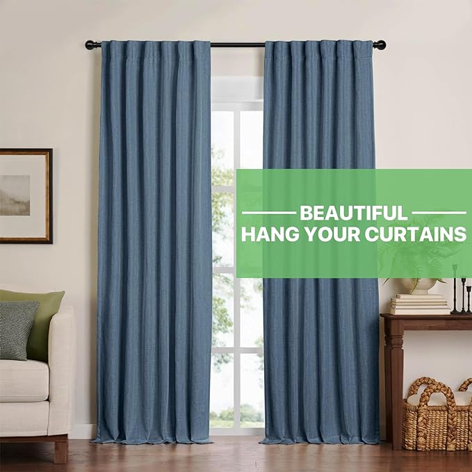 2 Pack Black Metal Curtain Rods, 28-60 inch, Heavy Duty, Adjustable, Wall Mounted, Set of 2