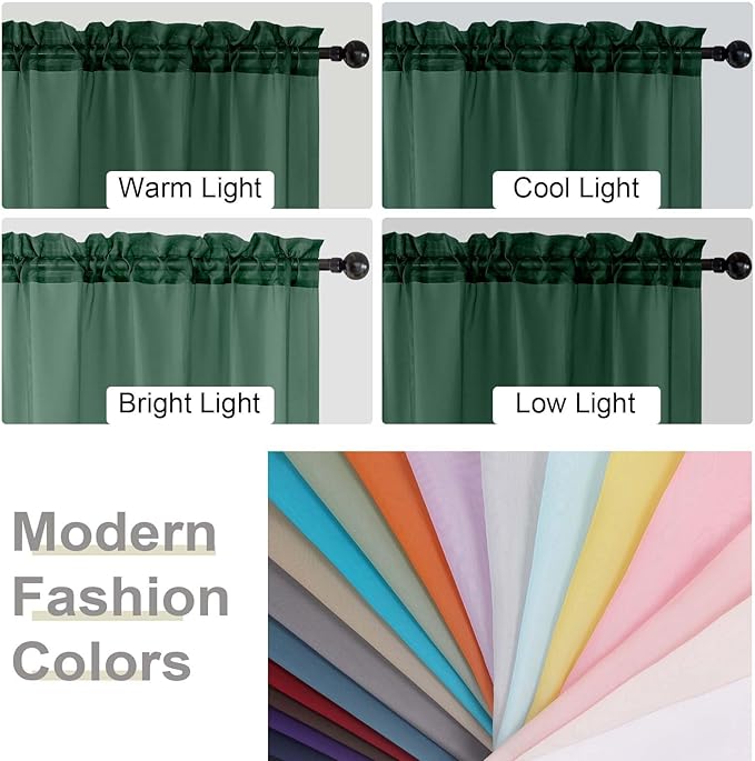 Hunter Green Sheer Curtain for Bedroom Living Room 72 Inches Long 2 Panels Set, Solid Soft Airy Light Filtering Sheer Window Curtains, Rod Pocket Door Curtain, Hunter Green, 42"Wx72"L Inches