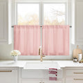 HOMEIDEAS Non-See-Through Blush Pink Privacy Sheer Kitchen Curtains, 30 X 24 Inches Long 2 Panels Short Sheer Curtains Light Filtering Bathroom Window Drapes for Bedroom Living Room