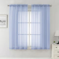 Lecloud Denim Blue Sheer Curtains 63 Inch Length 2 Panels, Light Filtering Voile Bedroom Curtains with Rod Pocket, Airy Farmhouse Window Drapes for Living Room Dining Room, Each Panel 42" W x 63" L