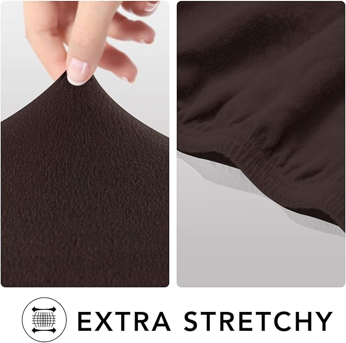 PureFit Super Stretch Sofa Slipcover – Spandex Non Slip Soft Couch Sofa Cover, Washable Furniture Protector with Non Skid Foam and Elastic Bottom for Kids, Pets （Loveseat, Chocolate）