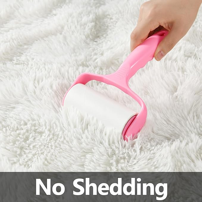 Deerhoo Large Shag Area Rugs 6 x 9, Plush Fuzzy Rugs for Living Room, Ultra Soft Fluffy Furry Rug for Bedroom, Indoor Carpet Nursery Rugs for Kids Room Home Decor, White