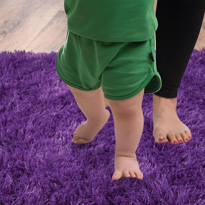 Soft Runner Rugs for Bedroom Hallways, 2x3 Purple Fluffy Shag Throw Area Rug Non Slip for Bedside Dorm, Long Shaggy Furry Carpet for Nursery Living Room