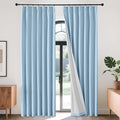 Joydeco Pinch Pleated Linen Curtains Darkening Drapes for Bedroom, 100% Blackout Drapes 96 inches Long 2 Panels Heat Blocking Curtains(Chambray Blue,40'' Wx96'' L)