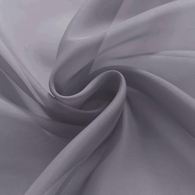 youleyar Solid Sheer Rod Pocket Curtain Voile Draperies 2 Panels White Beige Black Ivory Grey 26 Inch Width 40 Inch Long 1 Pair for Kitchen Bedroom Children Living Room Yard(Grey,26W x 40L)