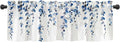 Watercolor Blue Leaves Window Valance for Bedroom Living Room, Grey Leaf Vine Plant Curtains Valanes for Windows, 3" Rod Pocket Window Treatment for Season Home Decorations, 54 x 18 Inch, 1 Panel