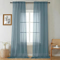 Gwine Extra Long Sheer Curtains 120 Inches Long - Light Filtering Rod Pocket Window Curtain Panels for Bedroom, Elegant Soft Voile Living Room Sheer Drapes, Each 42Wx120L, 10FT, 2 Panels, Dusty Blue