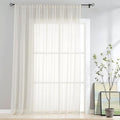 FMFUNCTEX Linen Sheer Sliding Door Curtains for Bedroom, Beige Curtains 108 Inches Long Window Curtain Drapes for Living Room, Natural Patio Glass Door Extra 100 Wide Curtain, Rod Pocket 1 Panel