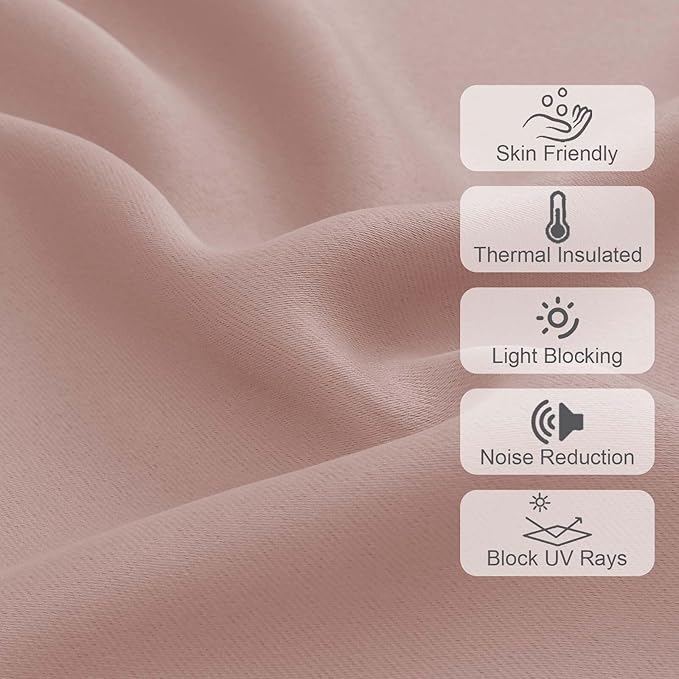 Chyhomenyc Blush Pink Valances for Window, Room Darkening Short Curtains for Kitchen Bedroom Living Room, Rod Pocket Top Small Window Treatment Valance RV Bunk Panels, 40Wx14L, 2 Pieces