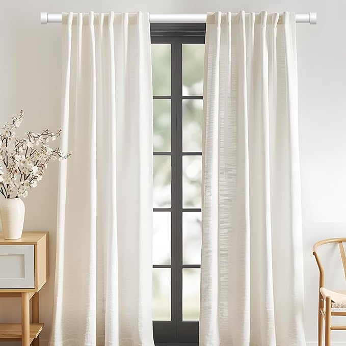 VOIIY 2 Pack Curtain Rods for Windows 18 to 42 Inch(1.5-3.5 Feet),White 1'' Diameter Drapery Rods with End Cap Style Design,Modern Adjustable Heavy Duty Curtain Rod,Size:18''-42''