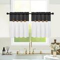 Boho Kitchen Curtains 24 Inch Length, Farmhouse Cotton Linen Tier Curtains, Rustic Button Short Curtain for Windows, Black Country Cafe Curtain, Rod Pocket Small Window Drapes for Kitchen, 26x24