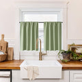RYB HOME 100% Blackout Basement Curtains 24 inches Long, Heat & UV Blocking Total Room Darkening Noise Reducing Curtains for Bathroom RV Campers, Sage Green, 2 Panels Set