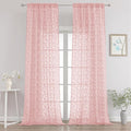 Chyhomenyc Blush Pink Sheer Curtains 90 Inch Length 2 Panels Set, Light Filtering Tufted Textured Soft Airy Rod Pocket Gentle Leaf Window Treatment Drapes for Bedroom Living Room, 52" Wx90 L, 2PCS