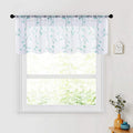 MRTREES Sheer Christmas Curtain Valance, Leaves Embroidered Small Valances Curtains Rod Pocket, Short Window Treatment Panels for Living Room Bedroom Kitchen(1 Panel, 54x16 Inches, Aqua Blue Leaves)