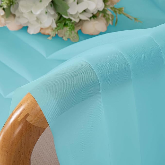 OWENIE Sheer Aqua Curtains for Bedroom Living Room 78 Inches Long 2 Panels Set, Soft Solid Light Filtering Sheer Curtain Rod Pocket Clear Drapes for Window Sliding Door, Aqua, Each 42 x 78 Inch