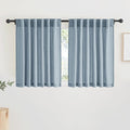 RYB HOME Linen Texture Curtains for Short Window Treatments, Semi Transparent Breathable Fabric Lightweight for Kitchen Bathroom Bedroom, W 52 x L 36 inches, Dusty Blue, 2 Panels