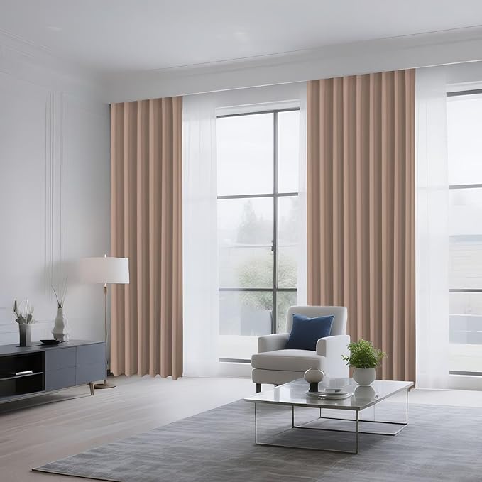 CUCRAF Khaki Blackout Curtains 54 inch Length 2 Panels Set, Rod Pocket Room Darkening Drapes for Bedroom Living Room, Insulated Thermal Light Blocking Window Curtain (W52 x L54 Inch)