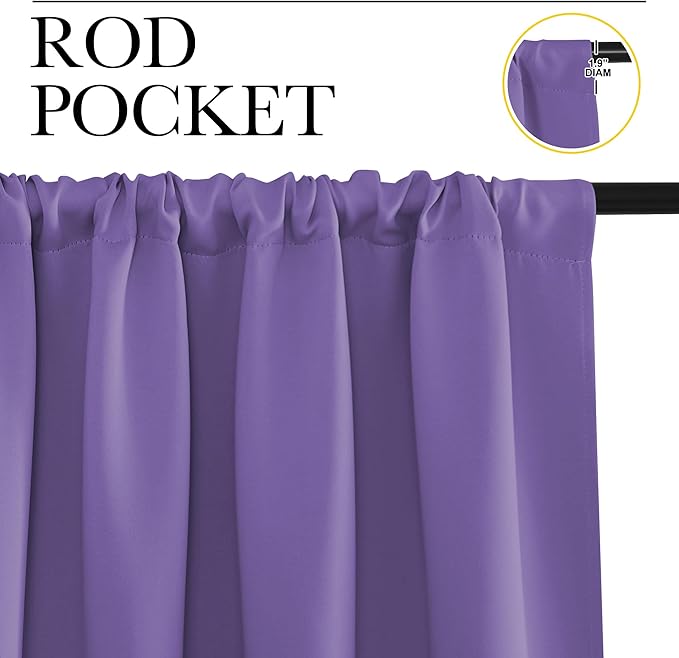NICETOWN RV Bunk Curtains, Lilac Purple, 2 Panels, W42 x L30 -Inch, Kitchen Window Curtains Over Sink, Thermal Insulated Rod Pocket Blackout Blinds & Drapes for Small Windows
