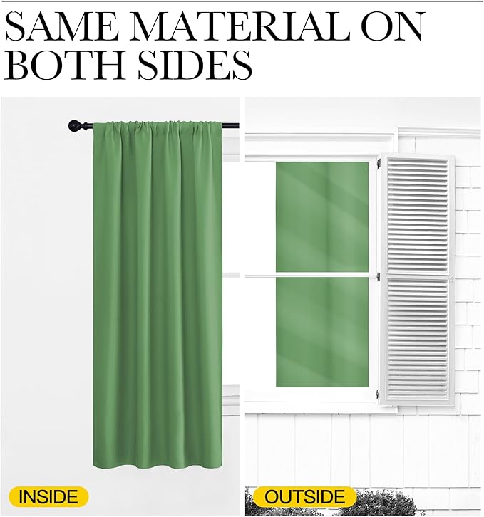 NICETOWN Bedroom Window Curtain Panels, Froest Green, 2 Panels, 62 in x 72 in (W x L), Window Treatment Thermal Insulated Rod Pocket Room Darkening Curtains/Drapes for Patio Door