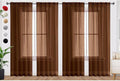 SpaceDresser Brown Sheer Curtains 4 Panels Rod Pocket Semi-Sheer Curtain 108 Inches Long Light Filtering Voile Window Drapes for Bedroom Living Room Kitchen, Each 52W x 108L