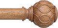 Long Wood Curtain Rods for Windows 66 to 120 Inch, Boho Vintage Decorative 1'' Wooden Curtain Rod, Adjustable Heavy Duty Rustic Farmhouse Drapery Pole with Netted Imitation Wood Grain Finials