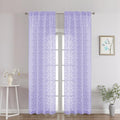 Chyhomenyc Light Purple Sheer Curtains 90 Inch Length 2 Panels Set, Light Filtering Tufted Textured Soft Airy Rod Pocket Gentle Leaf Window Treatment Drapes for Bedroom Living Room, 42" Wx90 L, 2PCS
