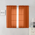 Lecloud Orange Sheer Curtains 54 Inch Length 2 Panels, Voile Light Filtering Curtains for Bedroom with Rod Pocket, Breathable Gauzy Drapes for Basement Bathroom, Each Panel 42 X 54 Inch