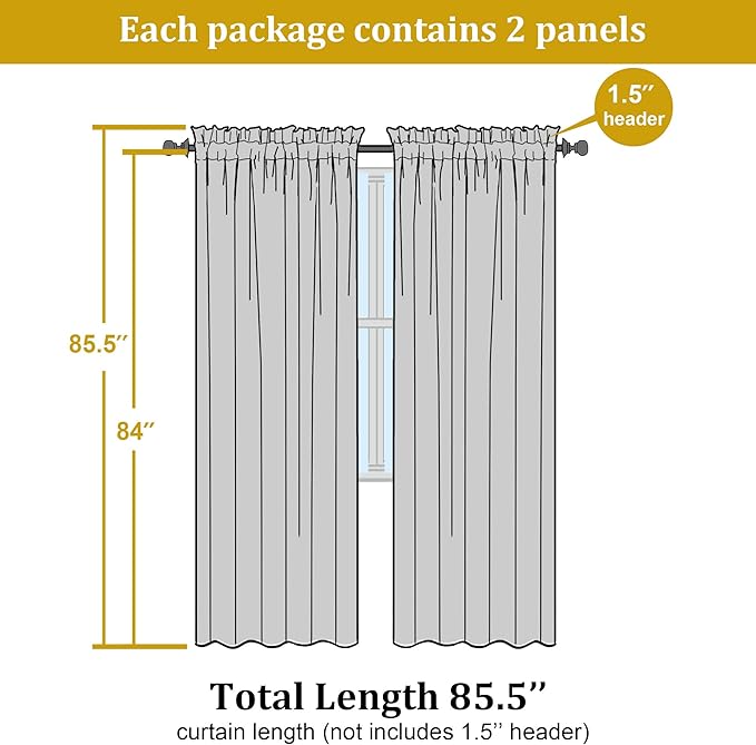 OWENIE Lime Sheer Curtains 84 Inches Long for 2 Panels Set, Solid Light Filtering Voile Sheer Curtains for Living Room Bedroom, Modern Rod Pocket Lime Curtain, 2 Pcs Total 84 Width 84 Long