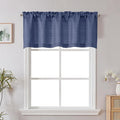 Chyhomenyc Blue Short Curtain Valance for Windows, Faux Linen Textured Half Window Curtains, Burlap Solid Topper Small Curtain Valance for Bathroom Laundry Basement, 60Wx20L Inch, 1 Piece