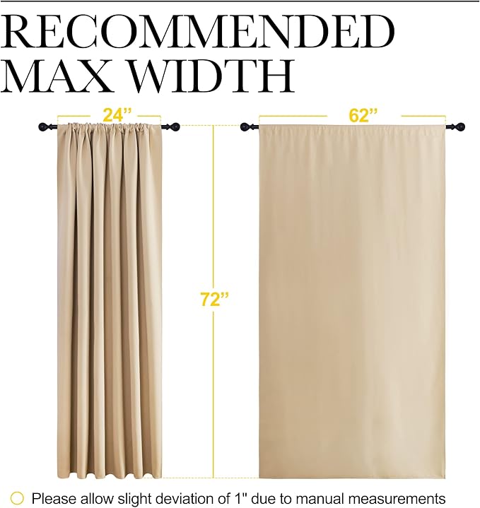 NICETOWN Room Darkening Curtains for Bedroom - Triple Weave Home Decoration Thermal Insulated Solid Drapes for Kitchen (Biscotti Beige, Set of 2 Panels, 62 x 72 Inch)