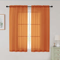 Sheer Orange Curtains for Bedroom Living Room 54 Inch Length 2 Panels Set, Solid Soft Airy Light Filtering Window Treatments, Modern Rod Pocket Drapes, Orange, 42" Wx54 L Inches