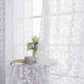 Chyhomenyc White Sheer Curtains 72 Inches Long 2 Panels Set, Light Filtering Tufted Textured Soft Airy Rod Pocket Elegant Leaf Window Treatment Drapes for Bedroom Living Room, 42" Wx72 L, 2PCS