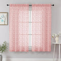 Chyhomenyc Blush Pink Sheer Curtains 63 Inch Length 2 Panels Set, Light Filtering Tufted Textured Soft Airy Rod Pocket Beautiful Leaf Window Treatment Drapes for Bedroom Living Room, 42" Wx63 L, 2PCS