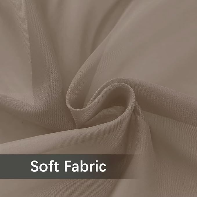 youleyar Solid Sheer Rod Pocket Curtain Voile Draperies 2 Panels White Beige Black Grey Ivory 52 Inch Width 45 Inch Long 1 Pair for Kitchen Bedroom Children Living Room Yard (Taupe,52Wｘ45L)