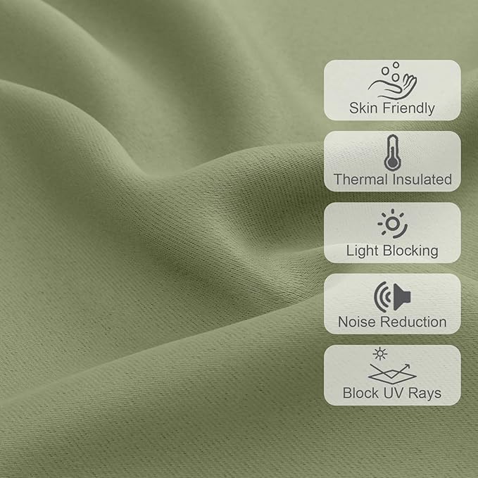 Chyhomenyc Blackout Valances for Windows, Short Window Valance Curtains for Living Room Bedroom Bathroom, Room Darkening Solid Privacy Small Kitchen Valances, 60Wx16L, 2 Pack, Sage Green