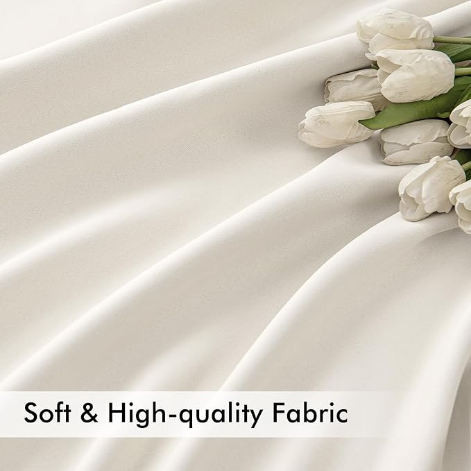 MIULEE Ivory Back Tab Blackout Curtains 84 Inch Length 2 Panels Set for Living Room Bedroom Privacy, Rod Pocket/Pinch Pleat Thermal Insulated Room Darkening Pleated Light Blocking Drapes