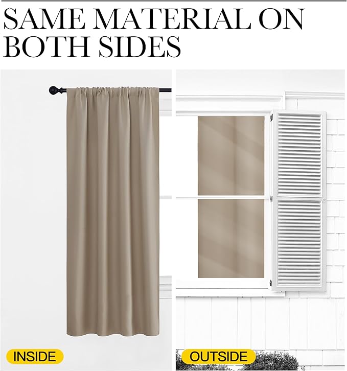 NICETOWN Blackout Curtains for Bedroom, Blackout Curtain Panels, Taupe, 1 Pair, 42 by 45-inch, Window Treatment Energy Saving Thermal Insulated Solid Rod Pocket Blackout Drapes/Draperies