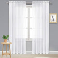 DWCN White Sheer Curtains 96 inch Length 2 Panels Set, Elegant Rod Pocket Solid Color Window Treatments, Voile Fimly Sheer Drapes with Light Filtering for Bedroom/Living Room, 2pcs, Each W60 x L96