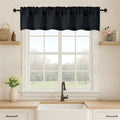 OVZME Black Valance for Windows, Light Filtering Faux Linen Textured Small Short Valance Kitchen Curtain, Dual Rod Pocket Top Short Window Curtain for Bathroom Basement Farmhouse, 1 Piece, 60Wx12L