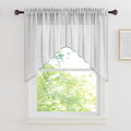 RYB HOME Linen Textured Wave Pattern Sheer Valance Curtains, Contemporary Semi Voile Tier and Swag Set for Kitchen Cafe Bedroom, Dove Grey, 36 x 36 inches Long, 1 Pair