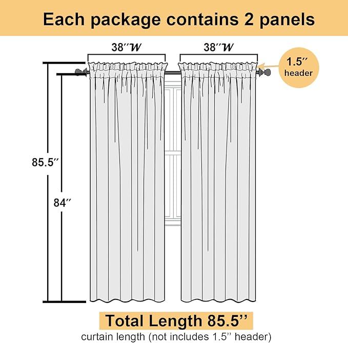 Lecloud Leia 2 Panels Navy Blue Sheer Curtains 84 Inches Long, Light Filtering Clip Textured Voile Living Room Curtain with Dula Rod Pockets, Farmhouse Jacquard Leaf Bedroom Drapes, 38x84 Inch