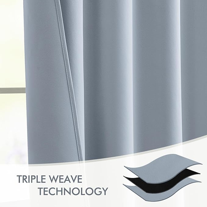 MIULEE Light Blue Back Tab Blackout Curtains 84 Inch Length 2 Panels Set for Living Room Bedroom Privacy, Rod Pocket/Pinch Pleat Thermal Insulated Room Darkening Pleated Light Blocking Drapes
