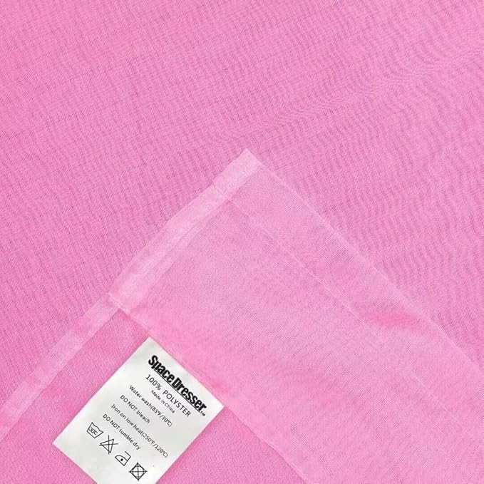 SpaceDresser Basic Rod Pocket Sheer Voile Window Curtain Panels Pink 1 Pair 2 Panels 60 Width 63 Inch Long for Kitchen Bedroom Children Living Room Yard（Pink, 60W x 63L）