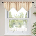Molaxhome Swag Curtain 51 inch Length Rod Pocket Scalloped Curtain Valance Sheer Lace Panels with Hanging Crystal Beads for Kitchen Bedroom Window Treatments Drape Decor 1pc (Cloth Beige, 51Wx23L)