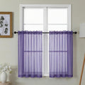 Gwine Short Kitchen Sheer Curtains 36 Inch Length - Light Filtering Voile Small Half Window Curtain for Basement, Rod Pocket Cafe Curtains for Bathroom Cabinet, 42Wx36L Inch, 2 Panels, Purple
