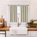 RYB HOME 100% Blackout Short Curtains for Small Window, Thermal Insulated Total Room Darkening Noise Reducing Curtains for Kitchen Bathroom Basement, 34 inches Wide by 45 inches Long, Natural
