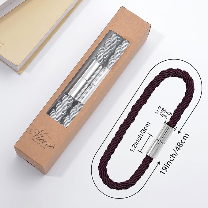 NICEEC 2 Pack Strong Magnetic Curtain Tiebacks Modern Simple Style Drape Tie Backs Convenient Decorative Weave Rope Curtain Holdbacks for Thin or Thick Home & Office Window Draperies (Deep Purple)