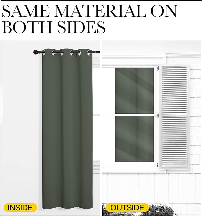 NICETOWN Dark Mallard Blackout Draperies Curtains, 55 inches Wide by 102 inches Long, Pair of Grommet Top Thermal Insulated Blackout Decorative Curtains for Thanksgiving Day & Christmas Decor